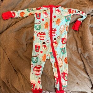 Little Sleepies | Washed & Unworn | Christmas Print Zipper One-Piece Pajamas